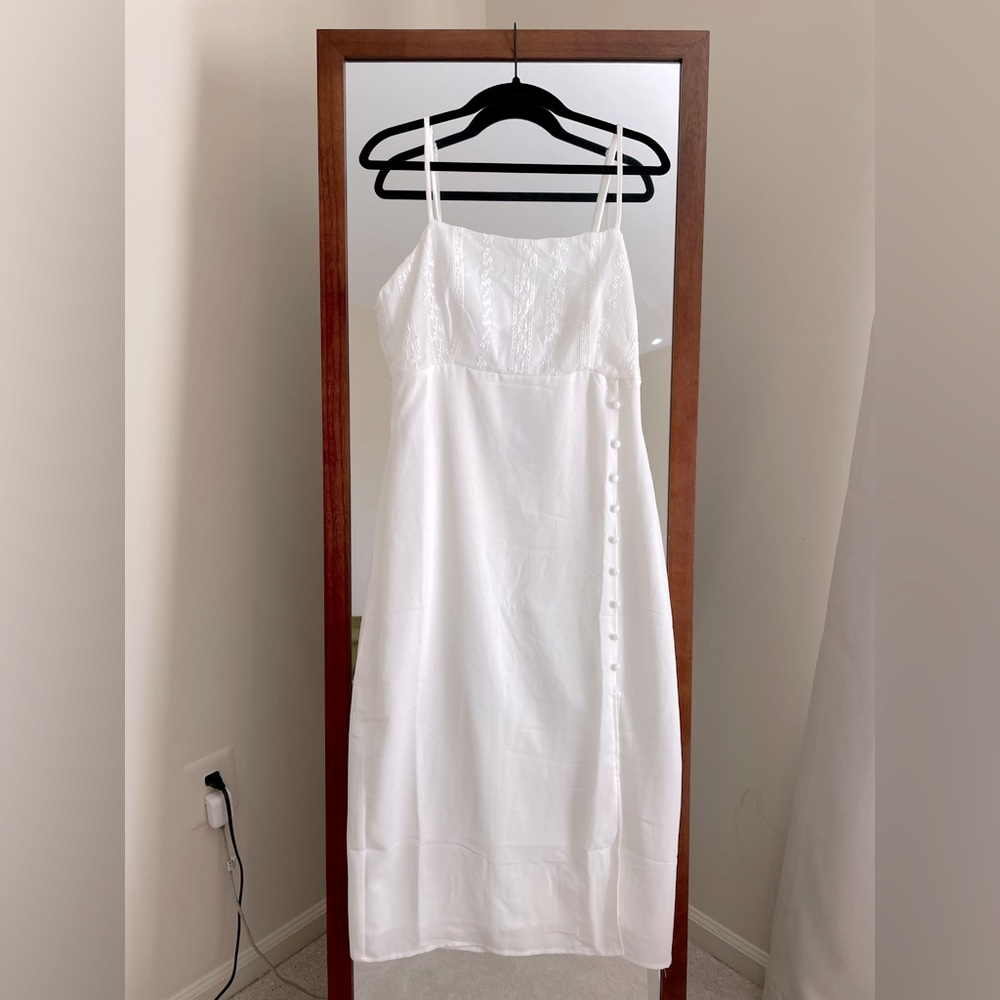 Nasty Gal, Size UK 10, White Midi Dress